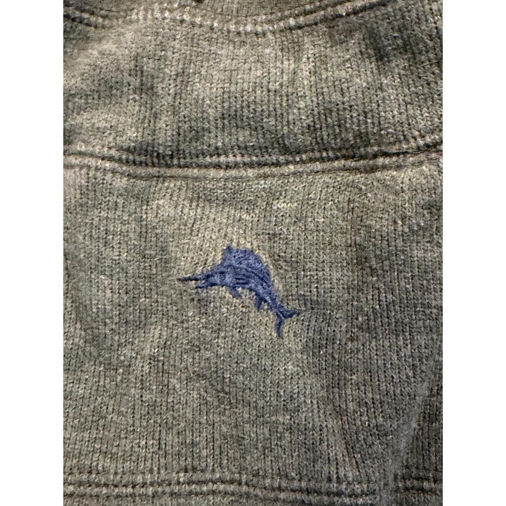 Tommy Bahama Pullover Mens XL Green Reversible Quarter Zip Cotton Sweater Logo - Picture 8 of 9